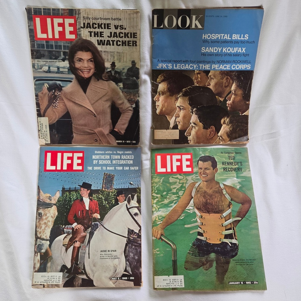 LIFE LOOK Magazines Vintage Kennedy Jackie Ted Sandy Koufax Lot of 4 Issues